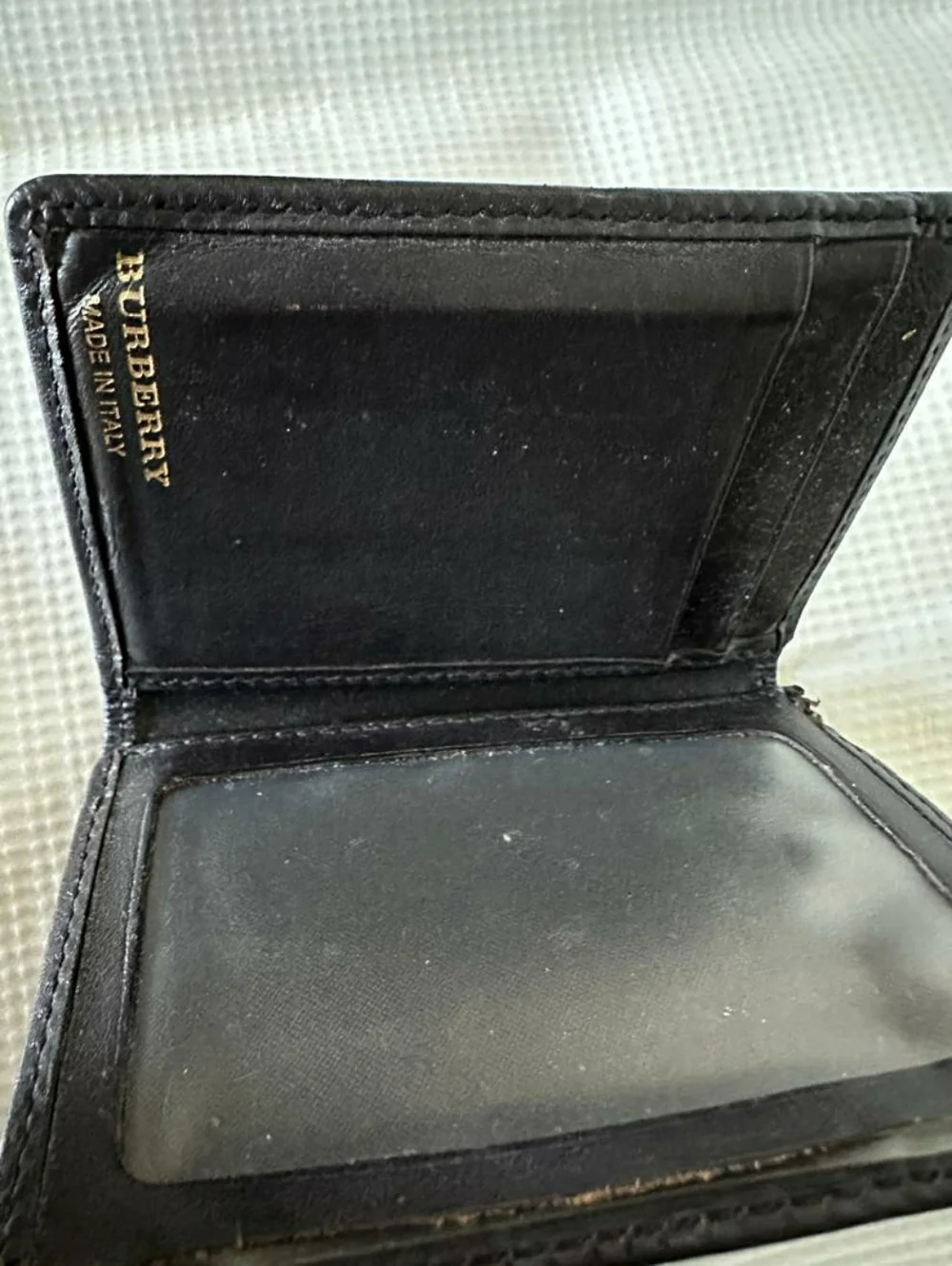 Burberry Haymarket Check Coated Canvas Wallet with Brown Leather Trim